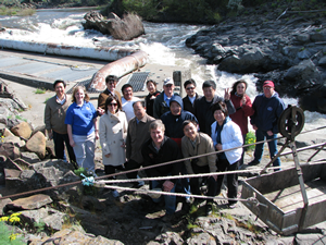 Chinese Fishery Delegation poses with YKFP at Lyle Falls on the Klickitat River, WA.